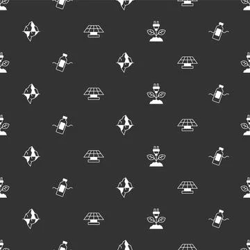 Set Electric saving plug in leaf, The problem of pollution, Iceberg and Sol.. Illustrazione stock