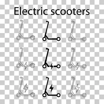 Set of Electric scooter icon, flat eco friendly transport, vehicle vector ill Stock Illustration