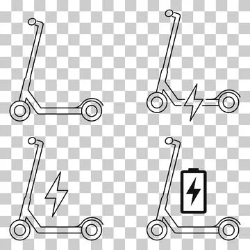 Set of Electric scooter icon, flat eco friendly transport, vehicle vector ill Stock Illustration