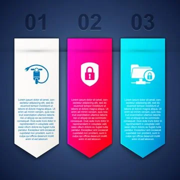 Set Electric scooter, Shield security with lock and FTP folder and. Business  Stock Illustration