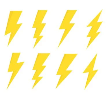 Set Electric vector icons. Group Bolt lightning flash icons. Collection Bolt Stock Illustration