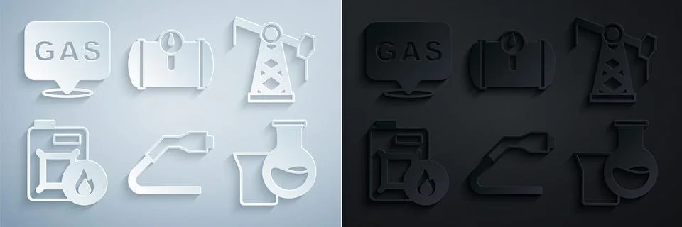 Set Electrical cable plug charging, Oil pump or pump jack, Canister for motor 스톡 일러스트