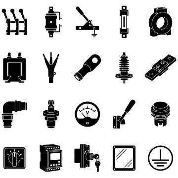 Set of Electrical Engineering Icons Featuring Circuit Components and Contro.. Stockillustratie