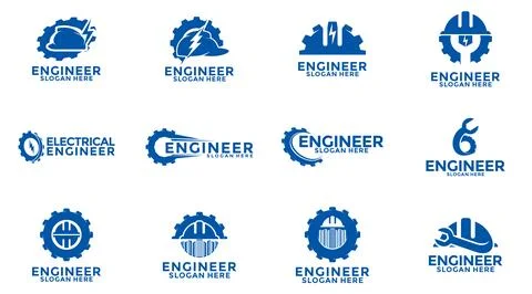 Set of Electrical Engineering Logo, Engineering Construction logo vector, E.. Stock Illustration