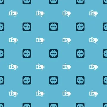 Set Electrical outlet and Low battery on seamless pattern. Vector Stock Illustration