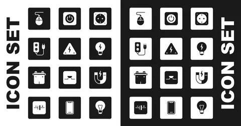 Set Electrical outlet High voltage extension Computer mouse Creative lamp lig 스톡 일러스트