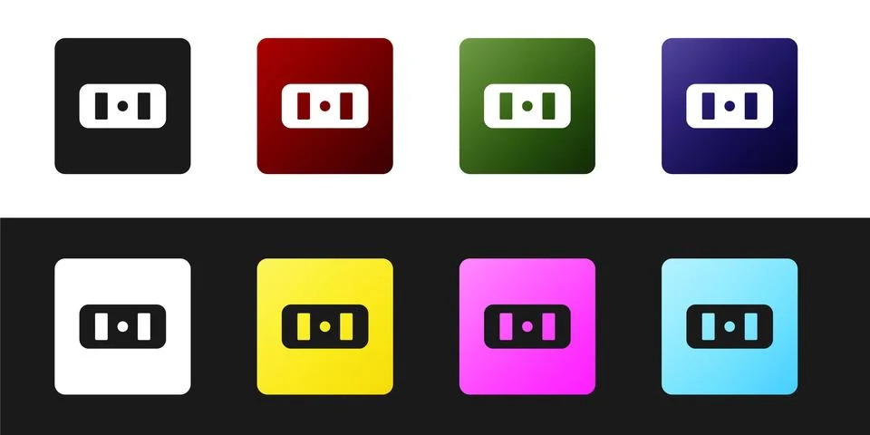 Set Electrical outlet icon isolated on black and white background. Power socket Illustrazione stock