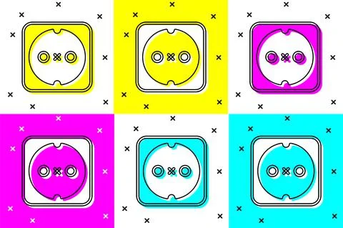 Set Electrical outlet icon isolated on color background. Power socket. Rosette Stock Illustration