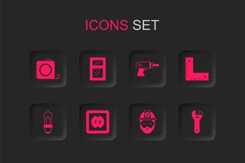 Set Electrical outlet, Window in room, Roulette construction, Builder, Corn.. Stock Illustration