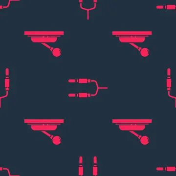 Set Electrical panel and Audio jack on seamless pattern. Vector 스톡 일러스트