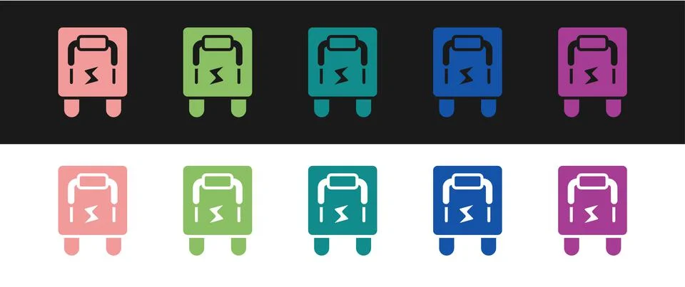 Set Electrical panel icon isolated on black and white background. Switch lever Stock Illustration