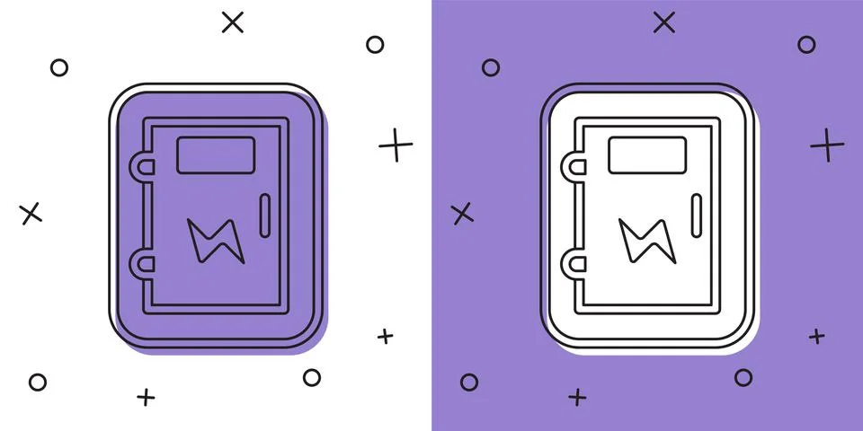 Set Electrical panel icon isolated on white and purple background.  Vector Stock Illustration