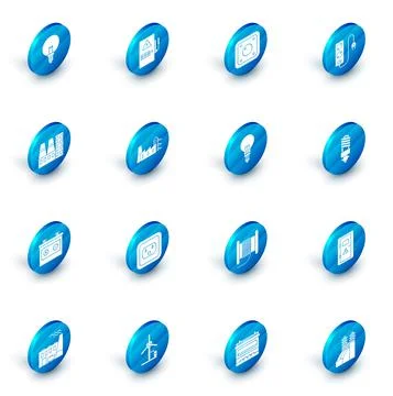 Set Electrical panel, light switch, extension cord, Power station plant and Ilustração Stock