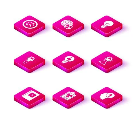 Set Electrical panel, Radiation warning document, Test tube and flask, Light Stock Illustration