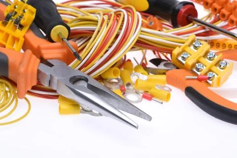 Set of electrical tools 스톡 사진