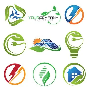 Set of electrical vector icon symbol for element design on the white backgrou Stock Illustration