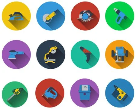 Set of electrical work tools icons Stock Illustration