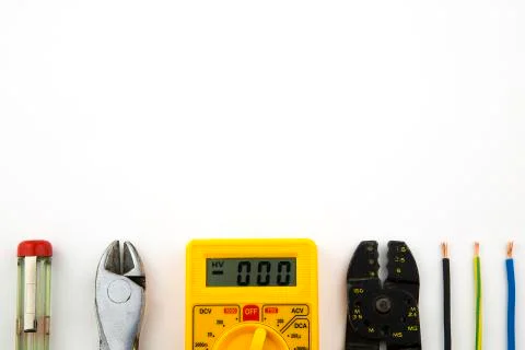 Set electrician tools Stock Photos