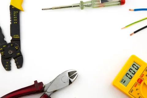 Set electrician tools Stock Photos