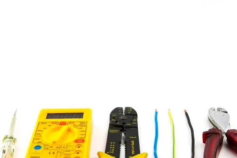 Set electrician tools Stock Photos