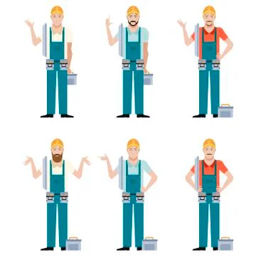 Set of Electricians Stock Illustration