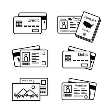 Set of electronic cards and other cards . Stock-Illustration