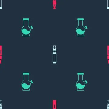 Set Electronic cigarette, and Bong on seamless pattern. Vector イラスト素材