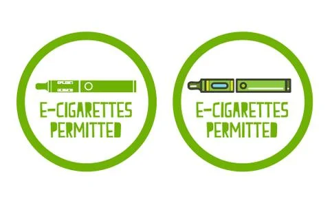 Set of electronic cigarettes permitted sign icons イラスト素材