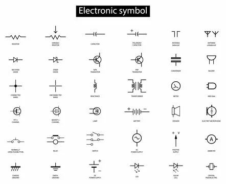 Set Of Electronic Circuit Symbols Illustrazione stock