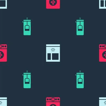 Set Electronic coffee scales, Bag beans and French press on seamless pattern イラスト素材