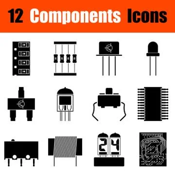 Set of electronic components icons Stock-Illustration