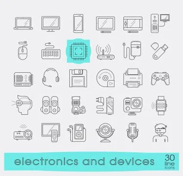 Set of electronic device icons. Stock Illustration