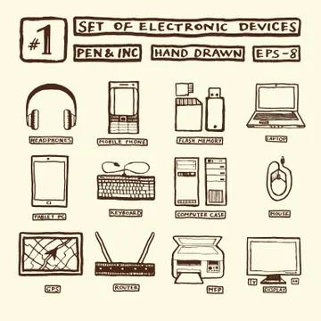 Set of electronic devices Stock Illustration
