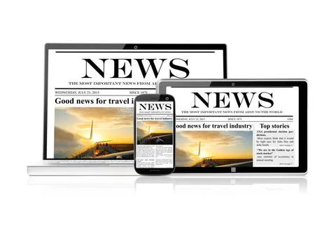 Set of electronic devices set of electronic devices with media, isolated o... Stock-Fotos