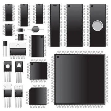 A set of electronic microchips. Stock Illustration