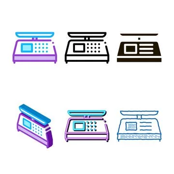 Set electronic scale icon vector outline イラスト素材