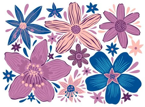 Set elegant flower. Decorative drawing design floral. Romantic collection Illustrazione stock