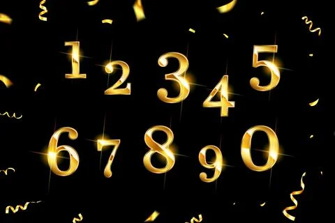 Set of Elegant Gold numbers. Stock Illustration