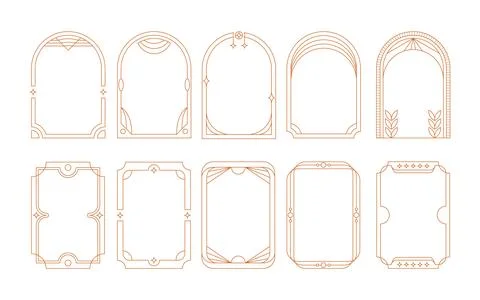 Set of elegant Golden Geometric Frames collection with Celestial Elements o.. Stock Illustration