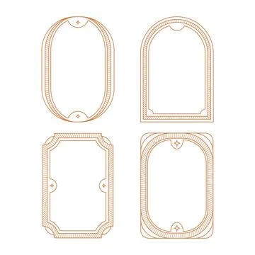 Set of elegant Golden Geometric Frames collection with Celestial Elements o.. Illustrazione stock