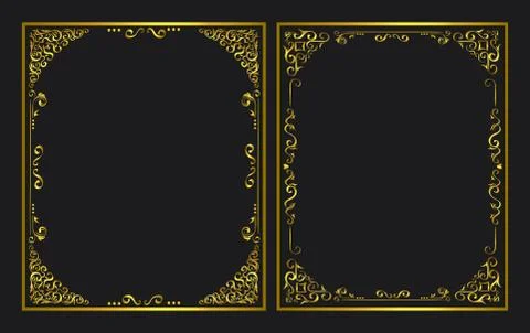 Set of elegant golden ornamental frames Stock Illustration