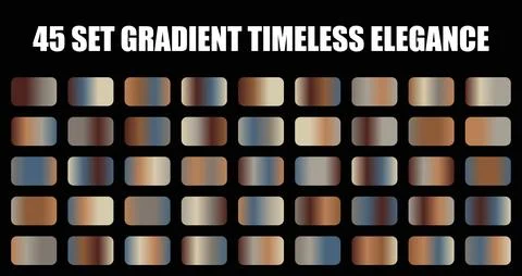 Set of elegant gradient swatches with timeless aesthetic smooth metallic and Stock Illustration