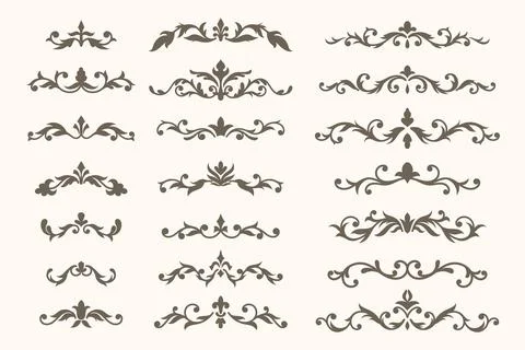 Set of Elegant horizontal borders Stock Illustration
