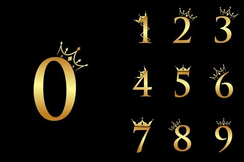 Set of elegant initial number with crown logo vector, Creative Lettering Lo.. Stock Illustration
