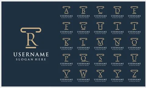 Set of Elegant Initial pillar, Law firm, attorney logo Template Stock Illustration