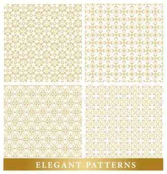 Set of Elegant Islamic or Arabic Seamless Patterns in Gold Stock Illustration