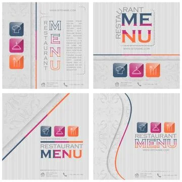Set of elegant restaurant menu cover design Stock Illustration