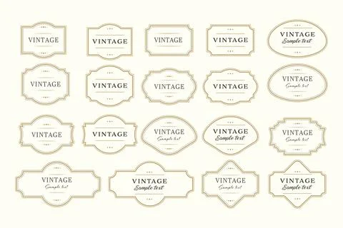 Set elegant retro vintage frame, on beige background with empty space. Vect.. Illustrazione stock