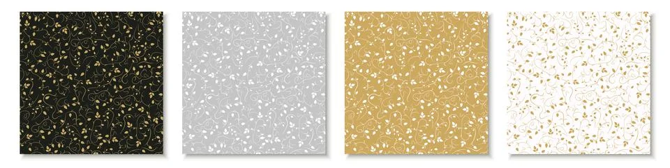 Set of elegant seamless floral patterns. Luxury ornate prints. Abstract vintage Stock Illustration