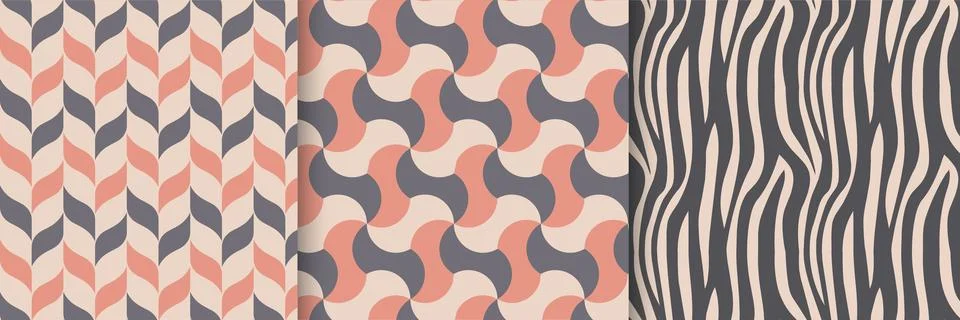 Set of elegant seamless patterns in neutral beige tones. Collection of Stock Illustration